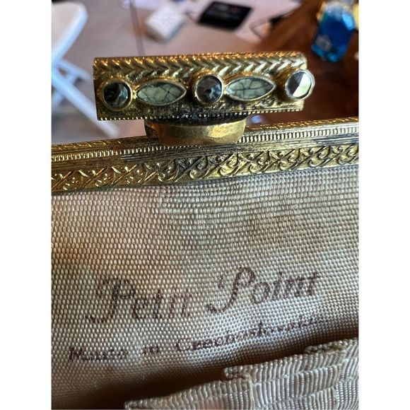 Vintage Petite Point Embroidered Needlepoint Floral Regency Core Petite Point Ha - Picture 10 of 10